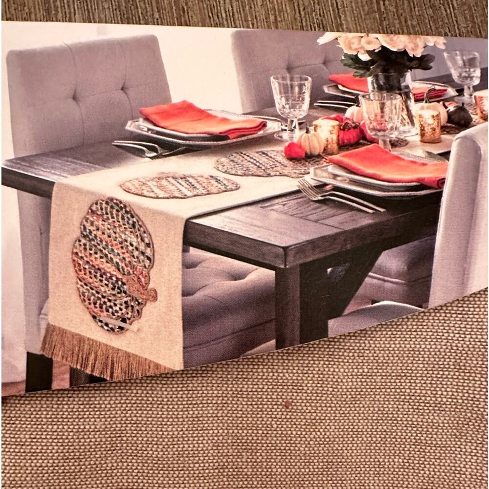 Well Dressed Home Pumpkin Thanksgiving Table runner 17x72 New